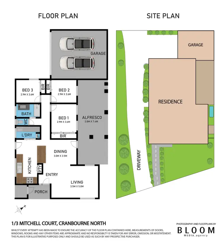Floorplan of Homely unit listing, 1/3 Mitchell Court, Cranbourne North VIC 3977