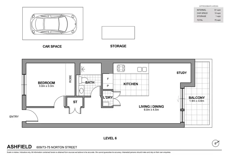 Floorplan of Homely apartment listing, 609/73-75 Norton Street, Ashfield NSW 2131