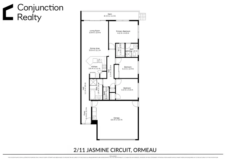 Floorplan of Homely semi-detached listing, 2/11 Jasmine Circuit, Ormeau QLD 4208