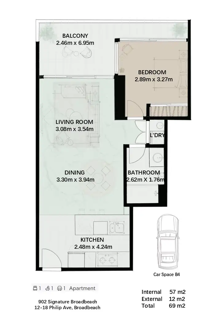 Floorplan of Homely apartment listing, 902/12 Philip Avenue, Broadbeach QLD 4218