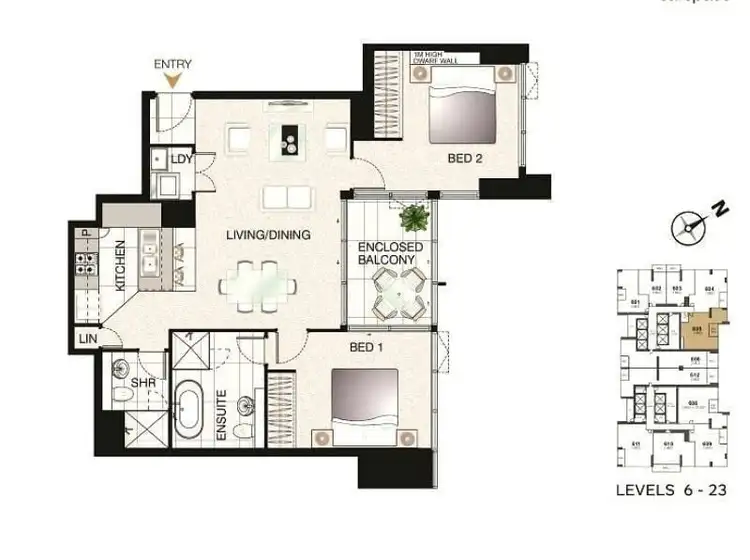 Floorplan of Homely apartment listing, 1605/2 Como Crescent, Southport QLD 4215