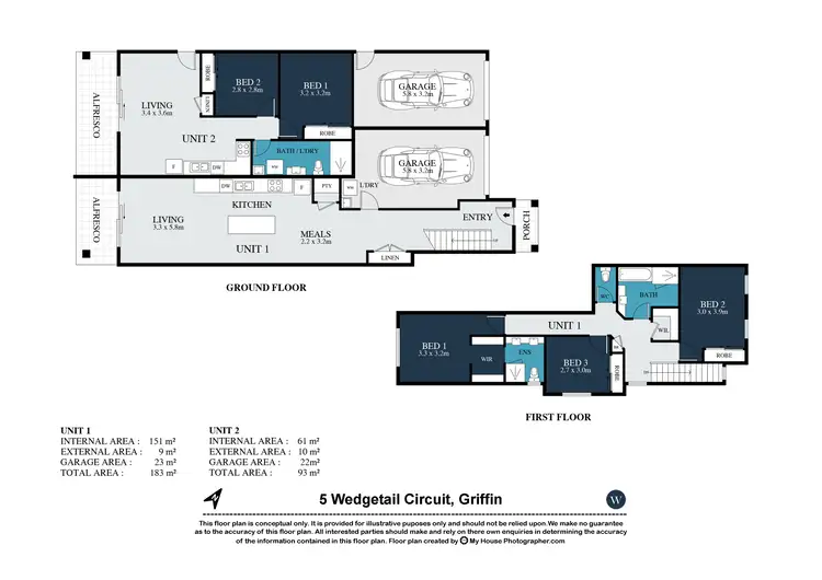 Floorplan of Homely semi-detached listing, 5 Wedge Tail Court, Griffin QLD 4503