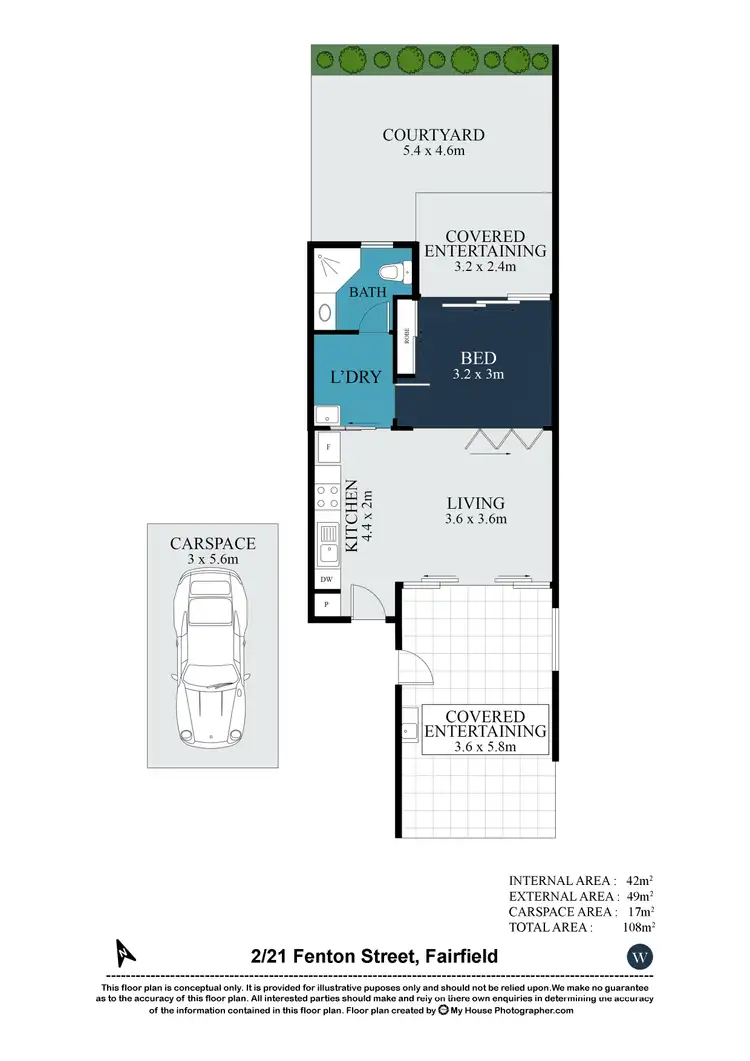 Floorplan of Homely unit listing, 2/21 Fenton Street, Fairfield QLD 4103