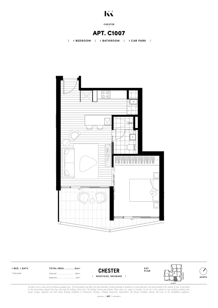 Floorplan of Homely unit listing, 1007/7 Chester Street, Newstead QLD 4006