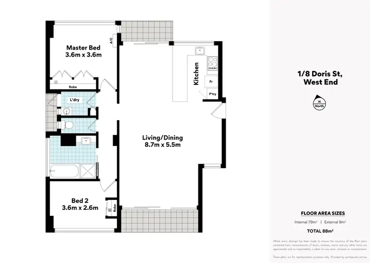 Floorplan of Homely apartment listing, 1/8 Doris Street, West End QLD 4101