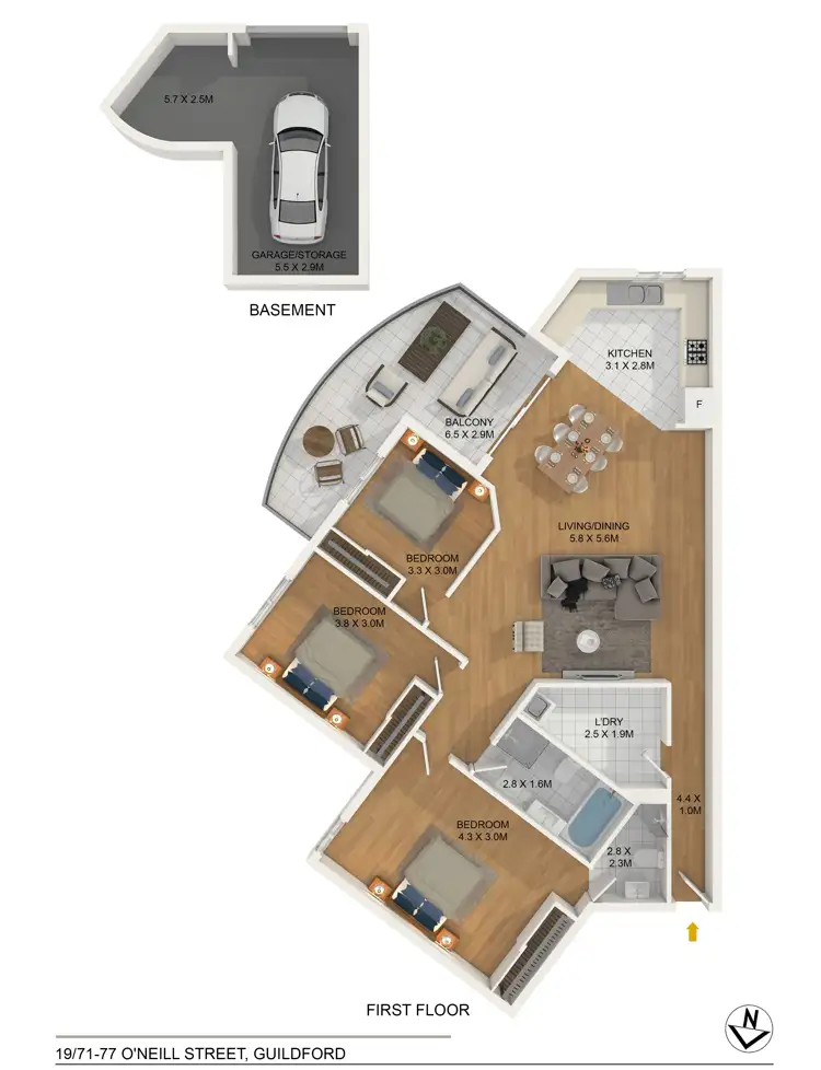 Floorplan of Homely apartment listing, 19/71-77 O'Neill Street, Guildford NSW 2161