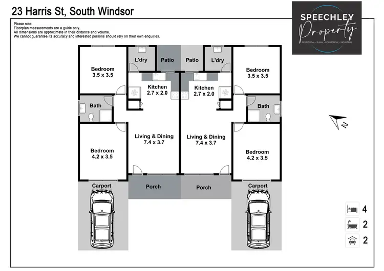 Floorplan of Homely semi-detached listing, 23 Harris Street, Windsor NSW 2756