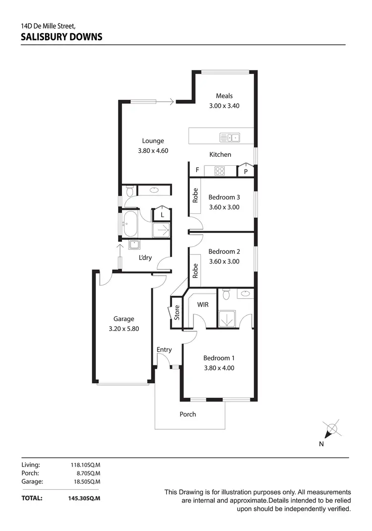 Floorplan of Homely house listing, 14D DE MILLE STREET, Salisbury Downs SA 5108