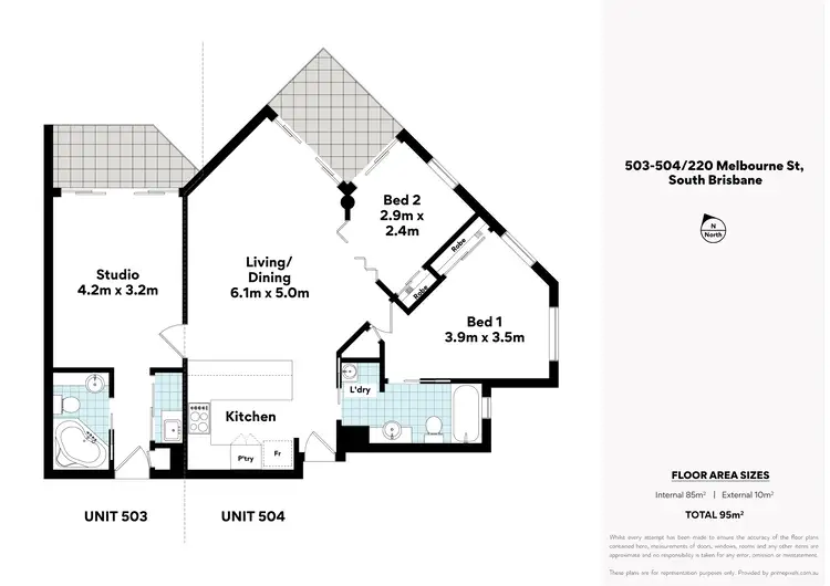 Floorplan of Homely apartment listing, 503-504/5 Edmondstone Street, South Brisbane QLD 4101