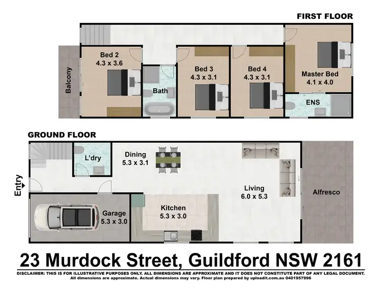 Floorplan of Homely semi-detached listing, 23 Murdock Street, Guildford NSW 2161