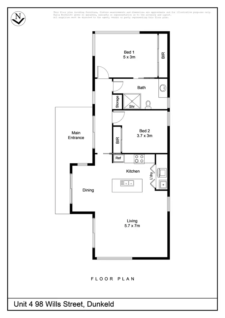 Floorplan of Homely unit listing, 4/98 Wills Street, Dunkeld VIC 3294