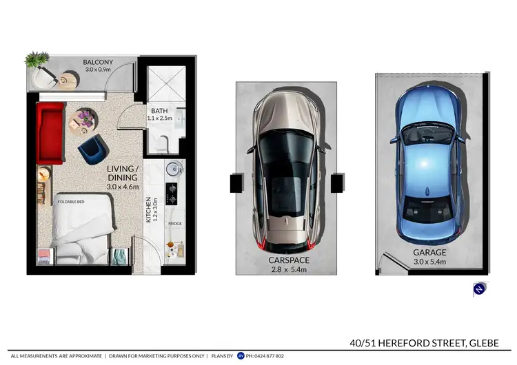 Floorplan of Homely studio listing, 40/51 HEREFORD STREET, Glebe NSW 2037