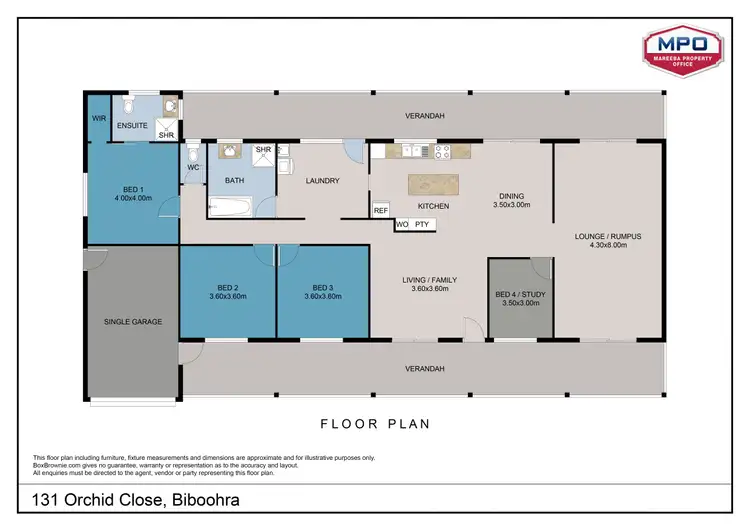 Floorplan of Homely rural property listing, 131 Orchid Close, Biboohra QLD 4880