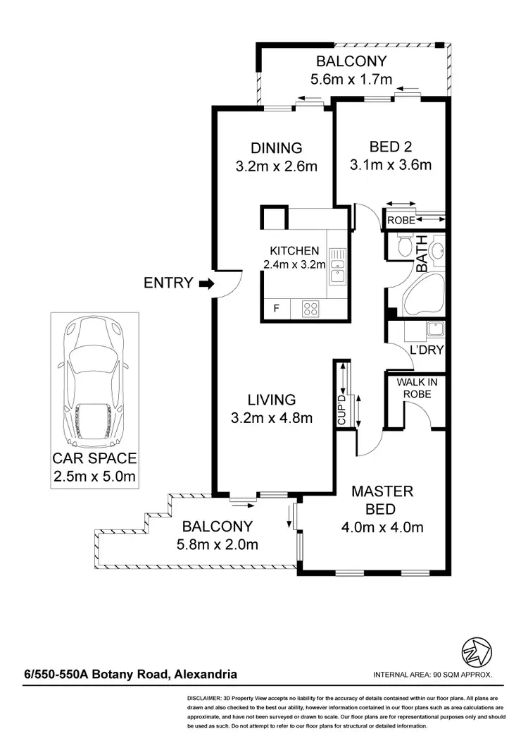 Floorplan of Homely unit listing, 6/550 BOTANY ROAD, Alexandria NSW 2015