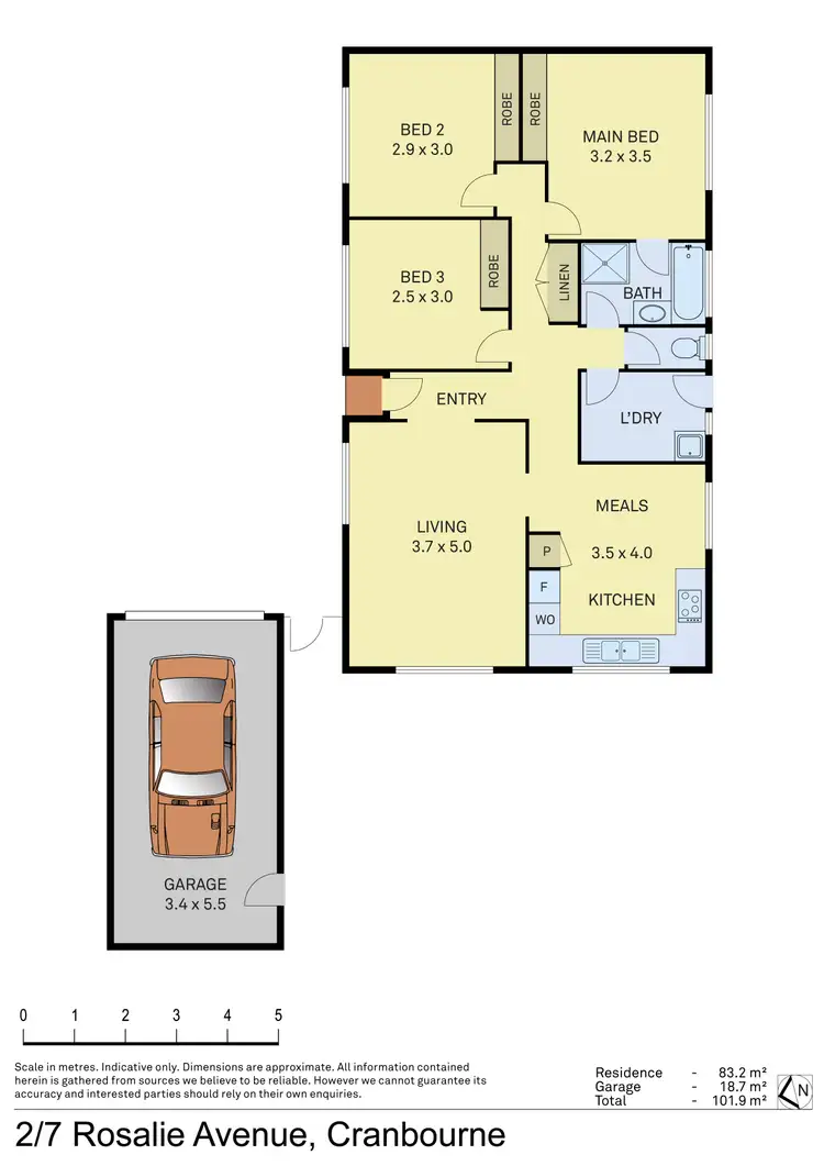 Floorplan of Homely unit listing, 2/7 Rosalie Avenue, Cranbourne VIC 3977