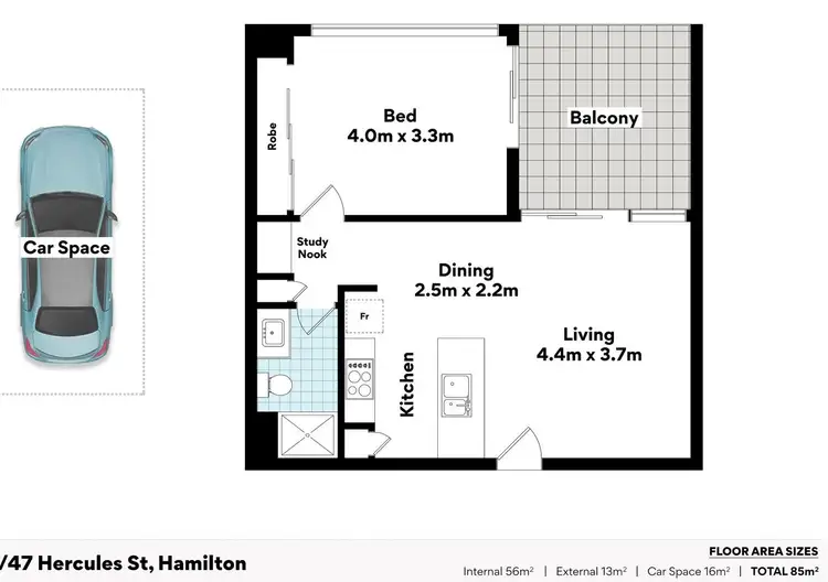 Floorplan of Homely unit listing, 933/47 Hercules Street, Hamilton QLD 4007
