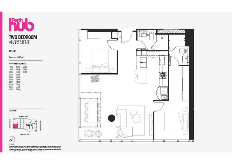 Floorplan of Homely apartment listing, 1906/600 Wellington Street, Perth WA 6000