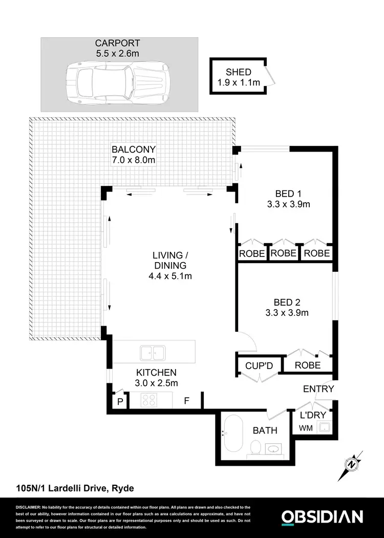 Floorplan of Homely apartment listing, 105N/1 Lardelli Drive, Ryde NSW 2112