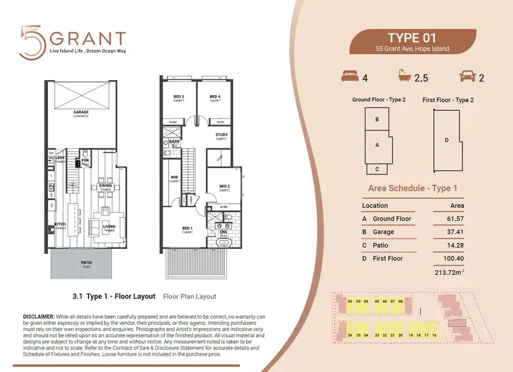 Floorplan of Homely townhouse listing, 24/55 Grant Street, Hope Island QLD 4212