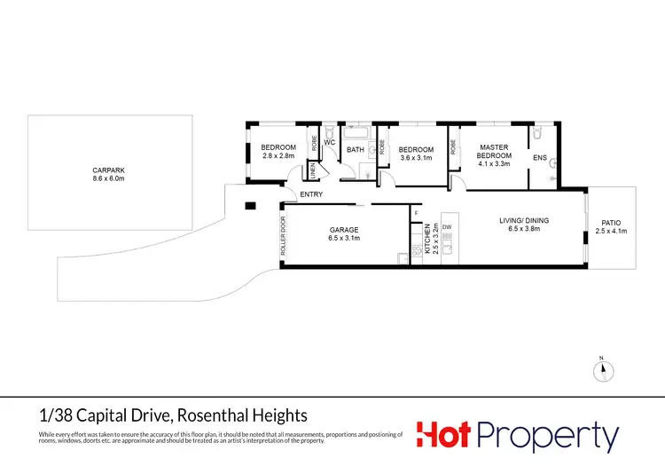 Floorplan of Homely unit listing, Unit 1/38 Capital Drive, Rosenthal Heights QLD 4370