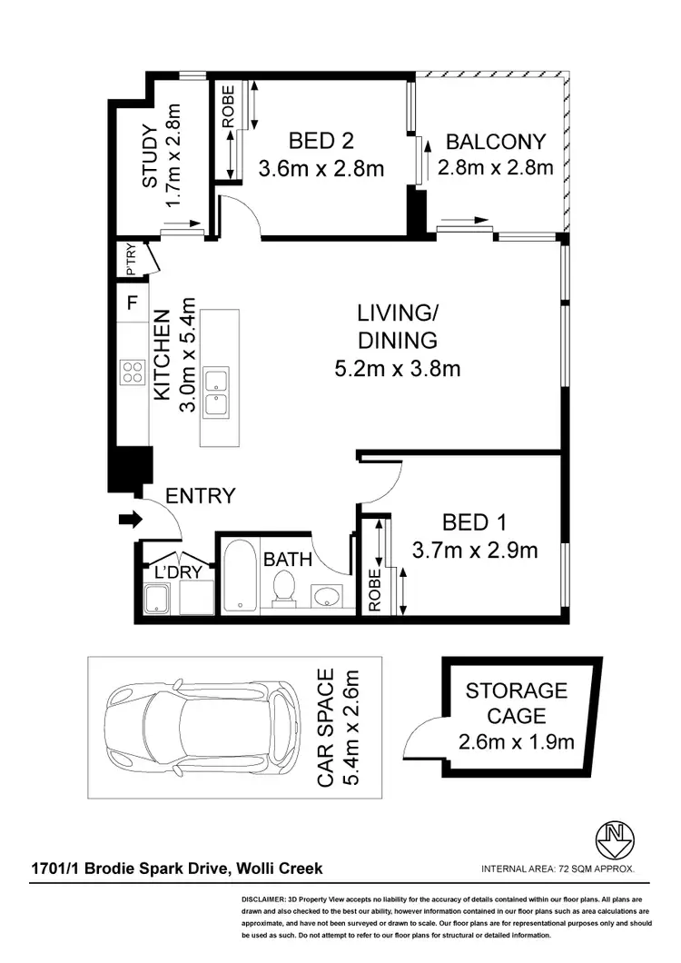 Floorplan of Homely apartment listing, 1701/1 BRODIE SPARK DRIVE, Wolli Creek NSW 2205