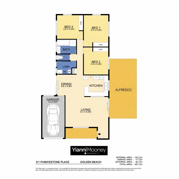 Floorplan of Homely semi-detached listing, 2/1 Pumicestone Place, Golden Beach QLD 4551