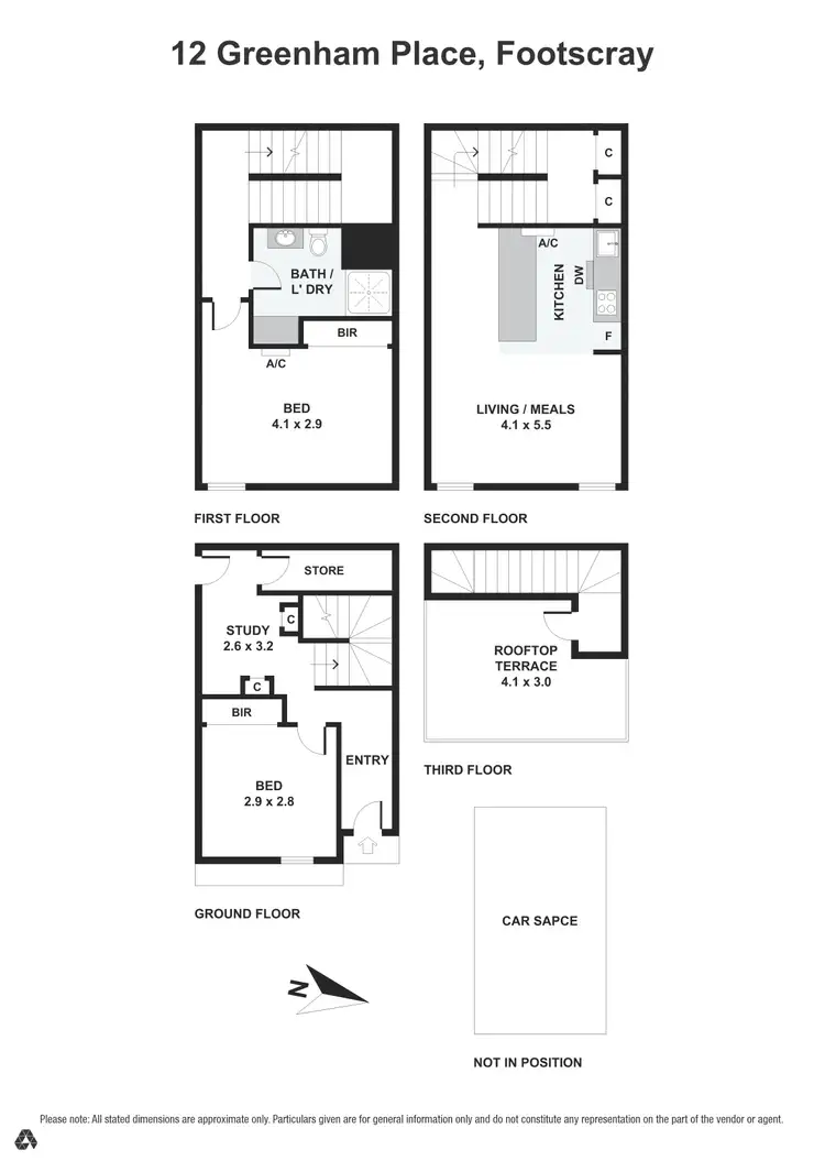 Floorplan of Homely townhouse listing, 12 Greenham Place, Footscray VIC 3011