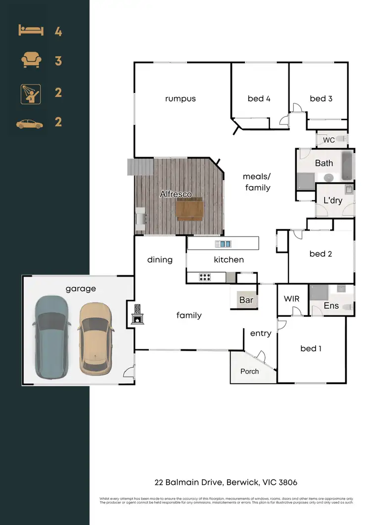 Floorplan of Homely house listing, 22 Balmain Drive, Berwick VIC 3806