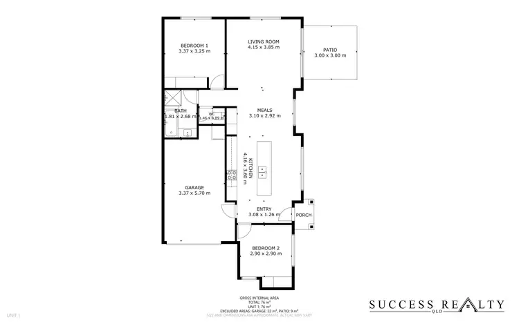 Floorplan of Homely unit listing, 1/77 Anzac Avenue, Newtown QLD 4350