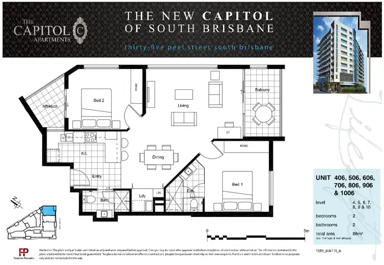 Floorplan of Homely apartment listing, 806/35 Peel Street, South Brisbane QLD 4101