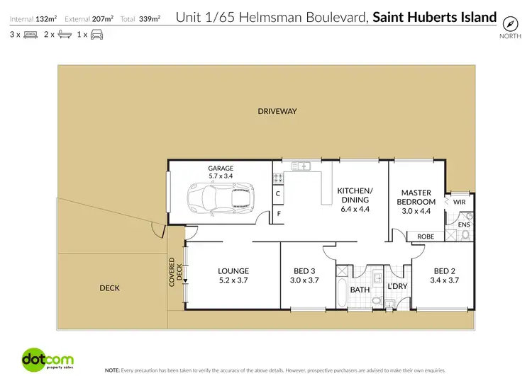 Floorplan of Homely semi-detached listing, 1/65 Helmsman Boulevard, St Huberts Island NSW 2257