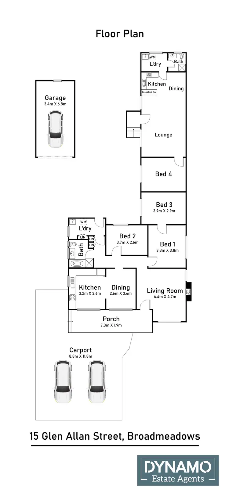 Floorplan of Homely house listing, 15 Glen Allan Street, Broadmeadows VIC 3047