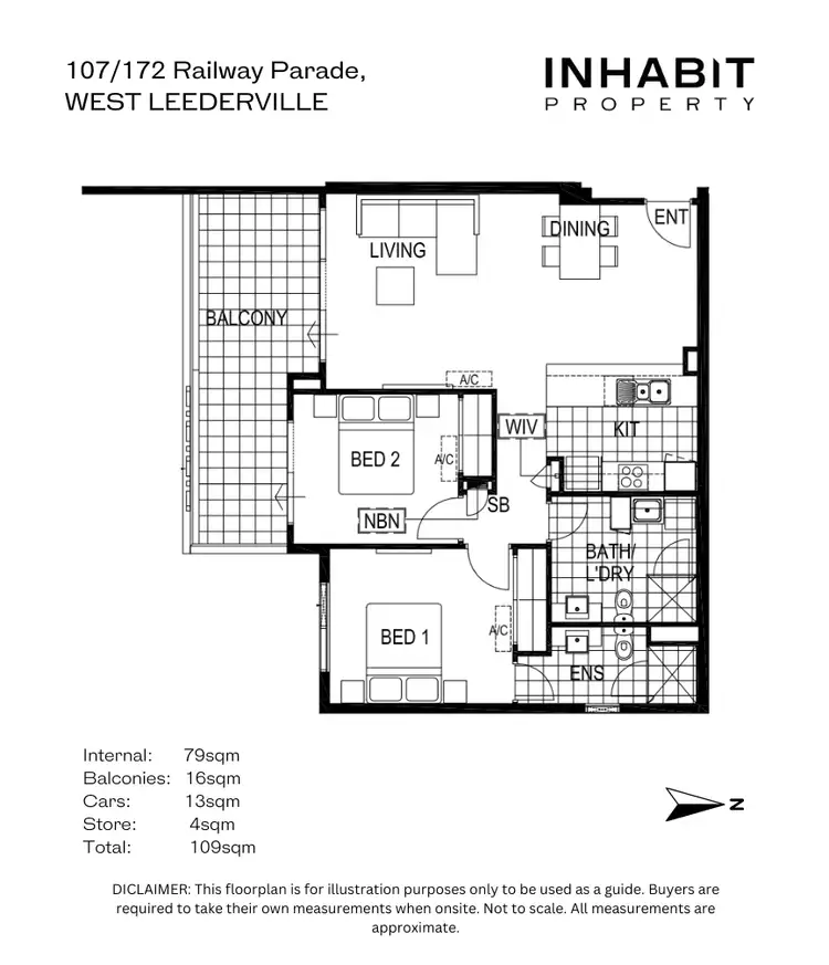 Floorplan of Homely apartment listing, 107/172 Railway Parade, West Leederville WA 6007