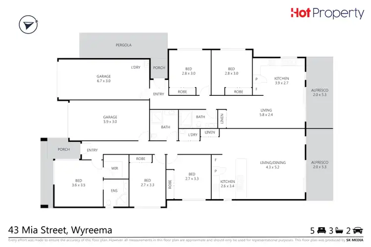 Floorplan of Homely semi-detached listing, 43 Mia Street, Wyreema QLD 4352