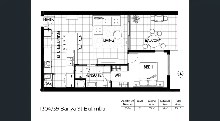 Floorplan of Homely apartment listing, 1304/39 Banya Street, Bulimba QLD 4171