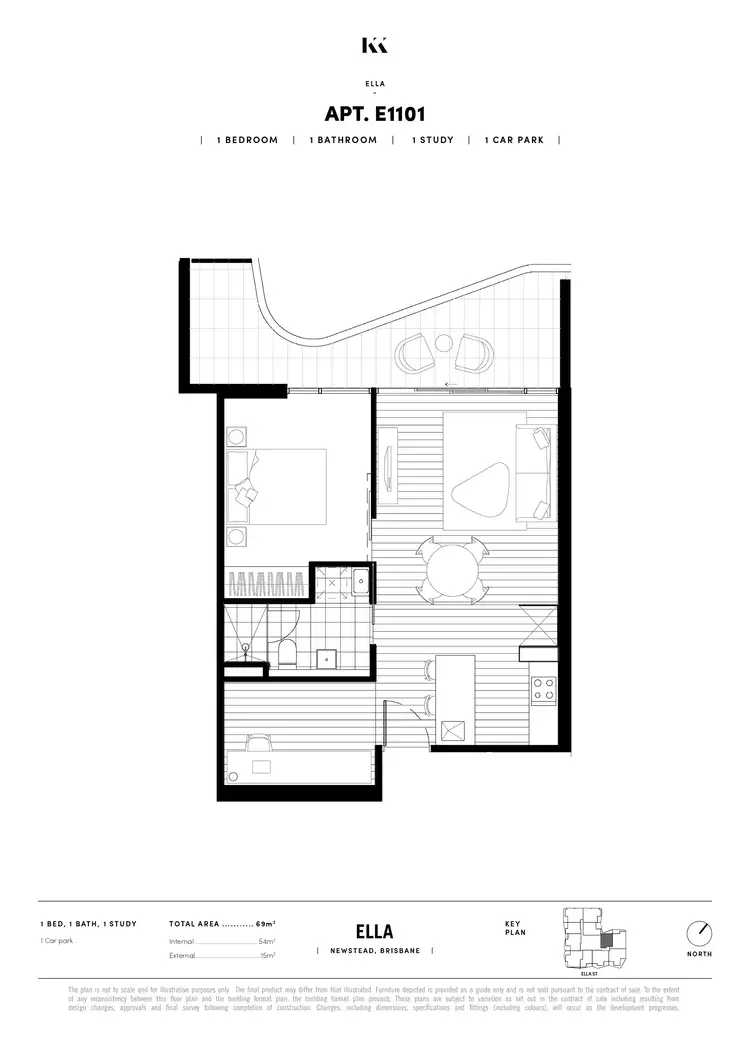 Floorplan of Homely unit listing, 1101/14 Ella Street, Newstead QLD 4006