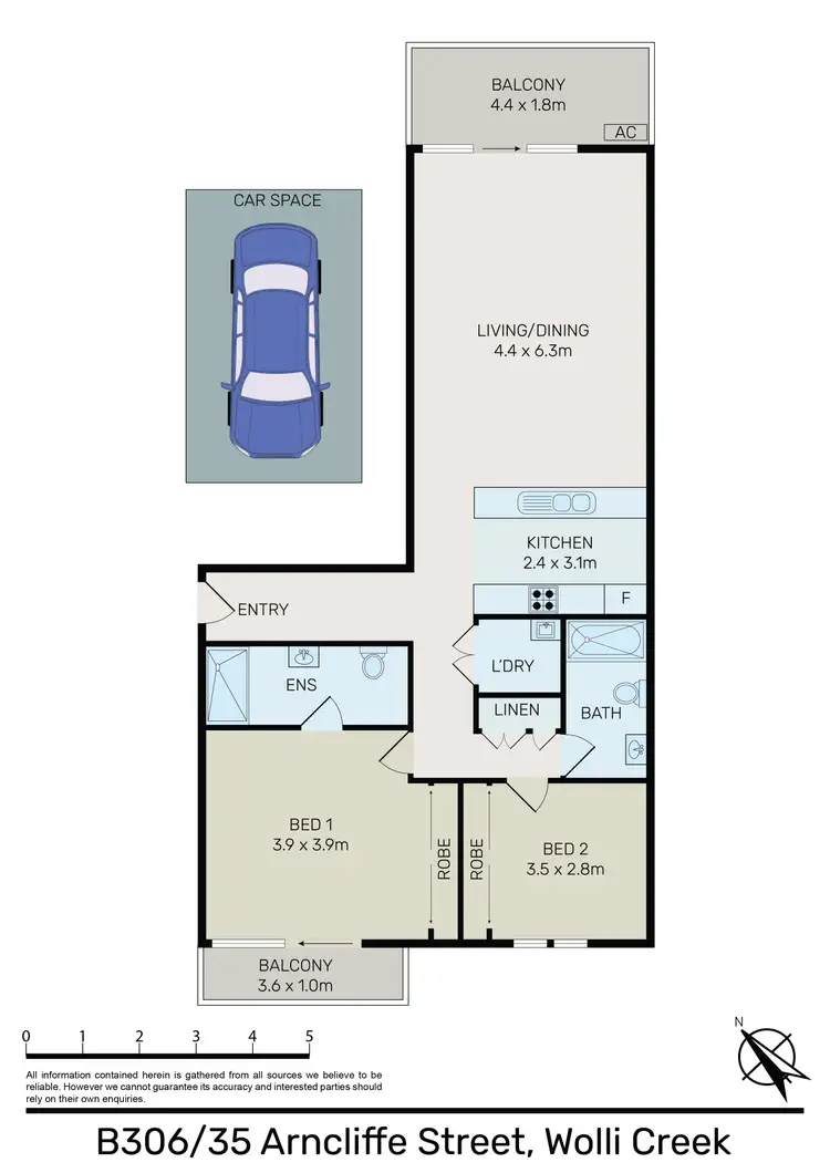 Floorplan of Homely apartment listing, 306/35 Arncliffe street, Wolli Creek NSW 2205