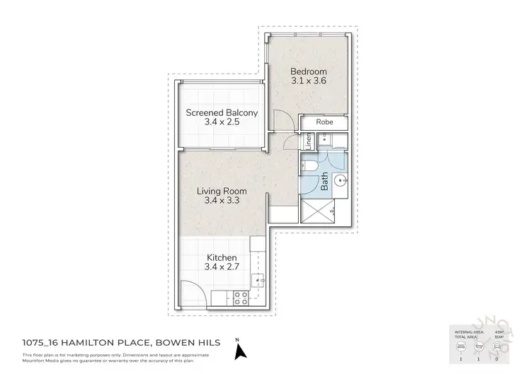 Floorplan of Homely unit listing, 1075/16 Hamilton Place, Bowen Hills QLD 4006