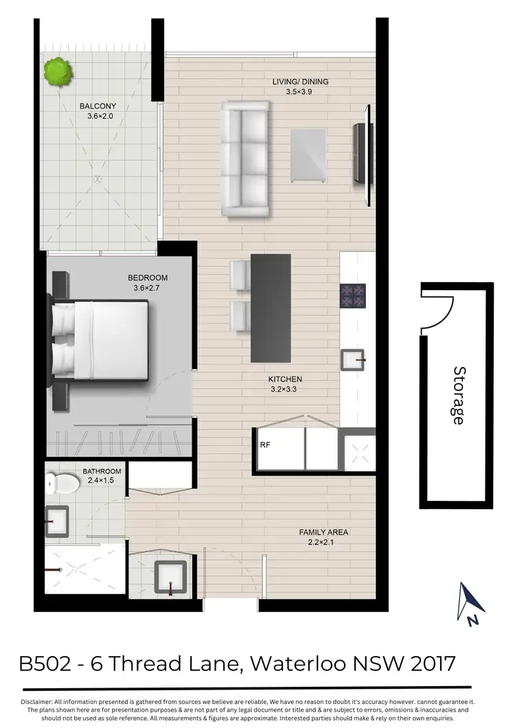 Floorplan of Homely apartment listing, B502/6 Thread Lane, Waterloo NSW 2017