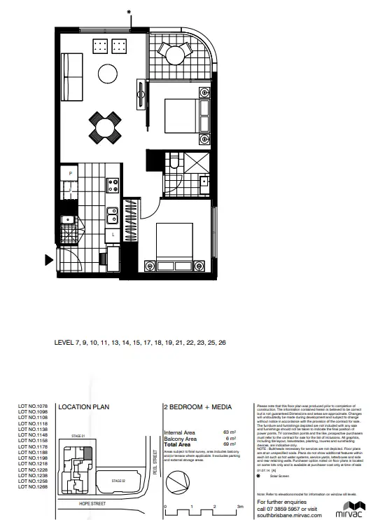 Floorplan of Homely unit listing, 1088/58 Hope Street, South Brisbane QLD 4101