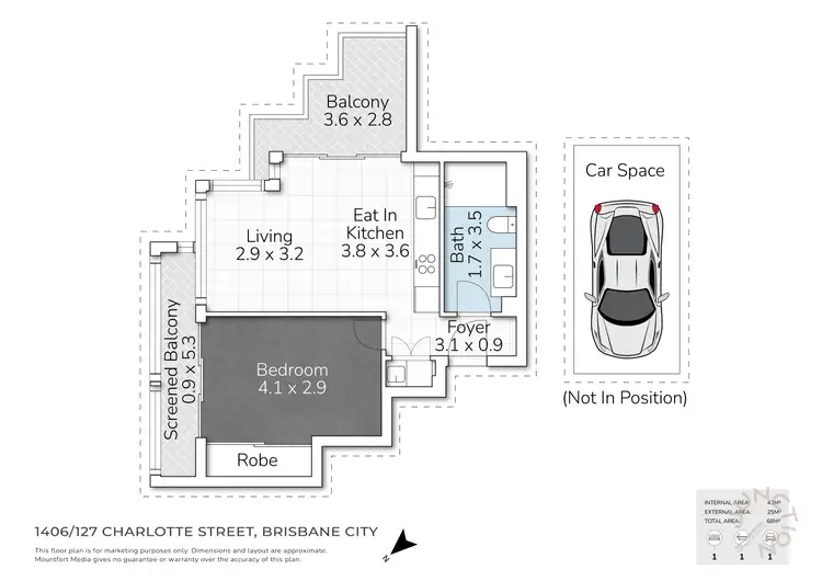 Floorplan of Homely unit listing, 1406/127 Charlotte Street, Brisbane City QLD 4000