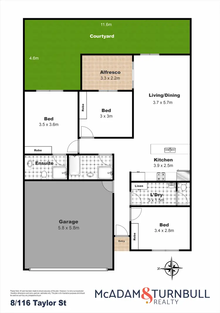Floorplan of Homely unit listing, 8/116-118 Taylor Street, Newtown QLD 4350