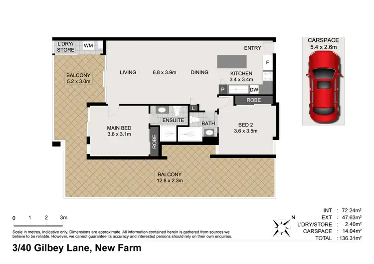 Floorplan of Homely unit listing, 3/40 Gilbey Lane, New Farm QLD 4005