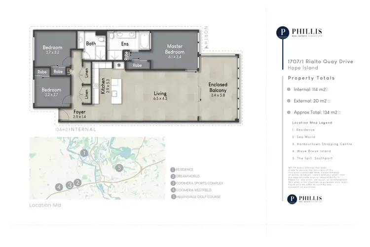 Floorplan of Homely apartment listing, 1707/1 Rialto Quay Drive, Hope Island QLD 4212