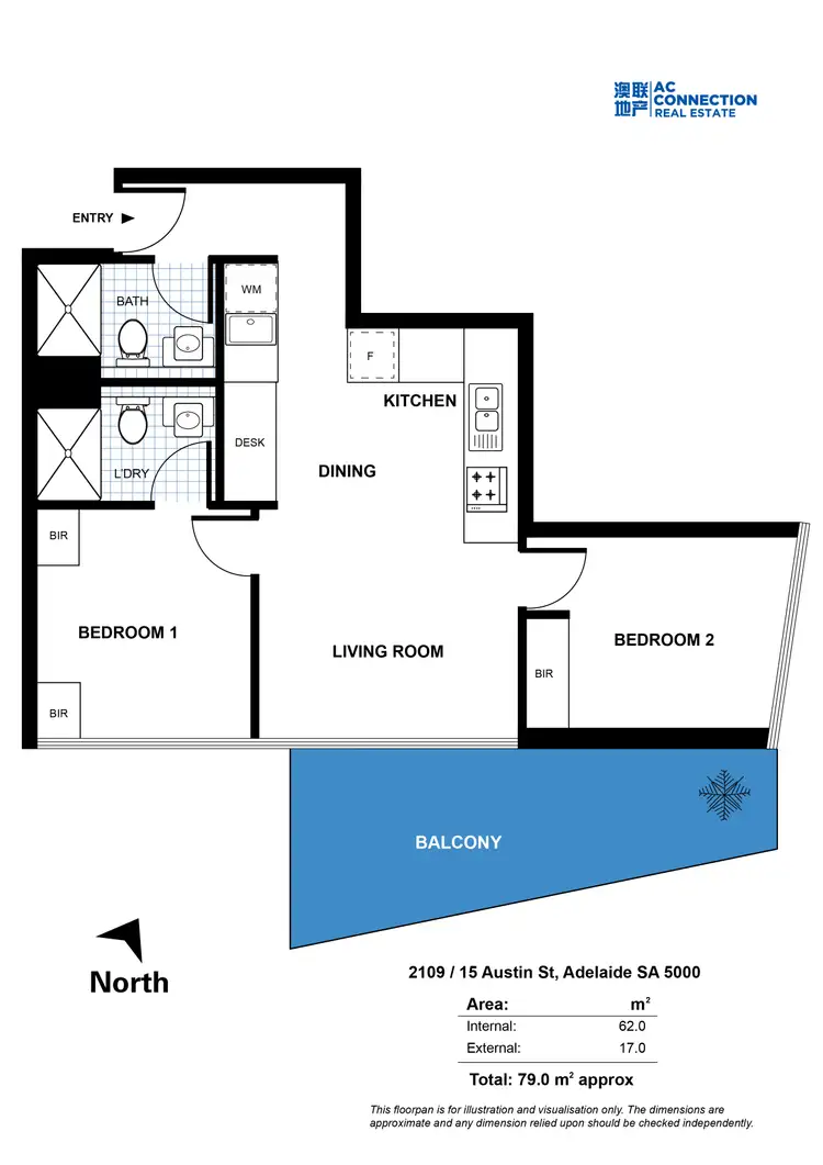 Floorplan of Homely apartment listing, 2109/17 Austin Street, Adelaide SA 5000