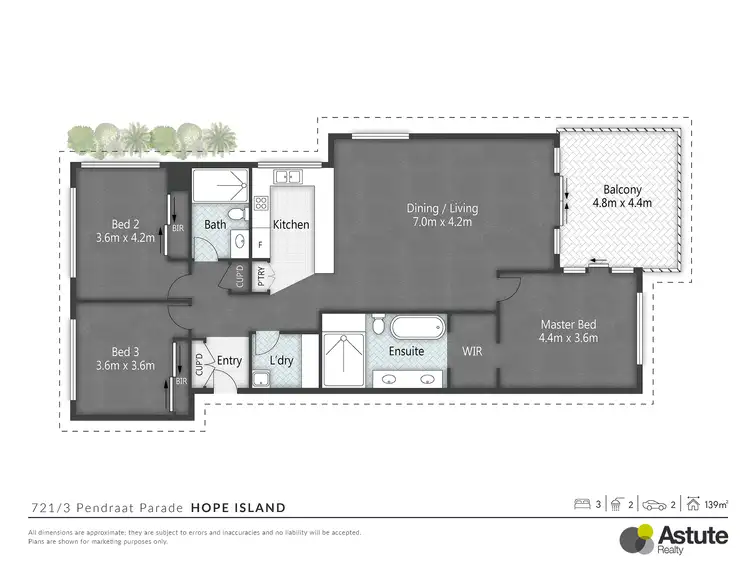 Floorplan of Homely apartment listing, 721/3 Pendraat Parade, Hope Island QLD 4212