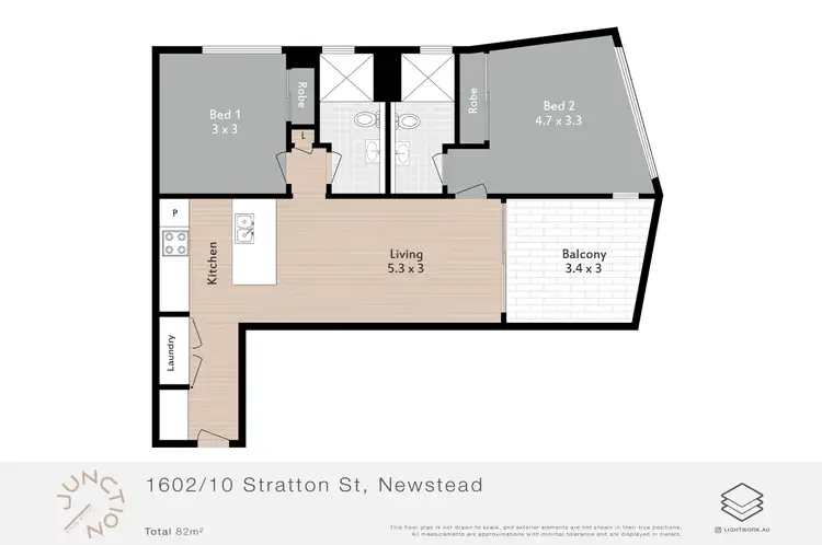 Floorplan of Homely unit listing, 1602/10 Stratton Street, Newstead QLD 4006