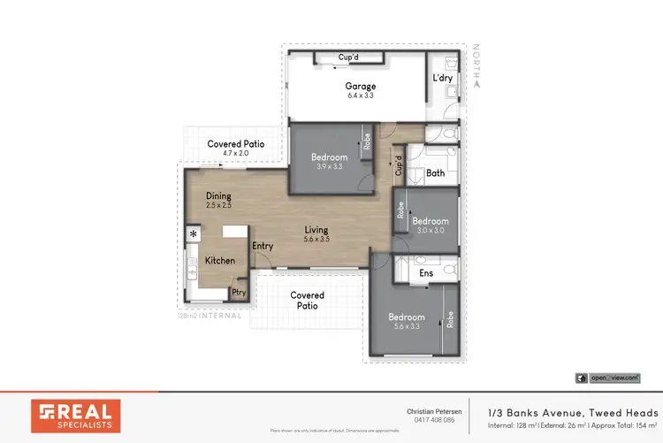 Floorplan of Homely semi-detached listing, 1/3 Banks Avenue, Tweed Heads NSW 2485