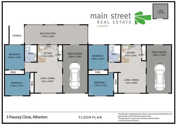 Floorplan of Homely semi-detached listing, 3 Pawsey Close, Atherton QLD 4883