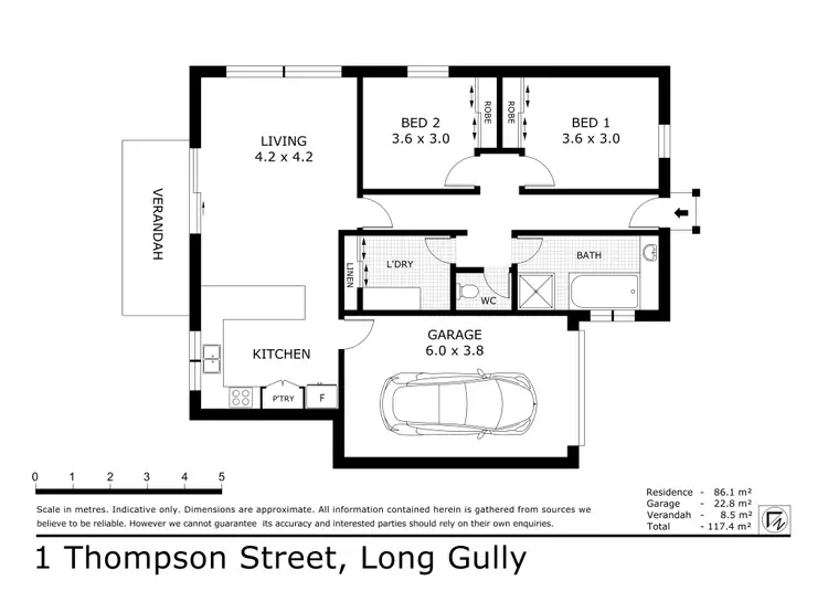 Floorplan of Homely unit listing, 1 Thompson Street, Long Gully VIC 3550